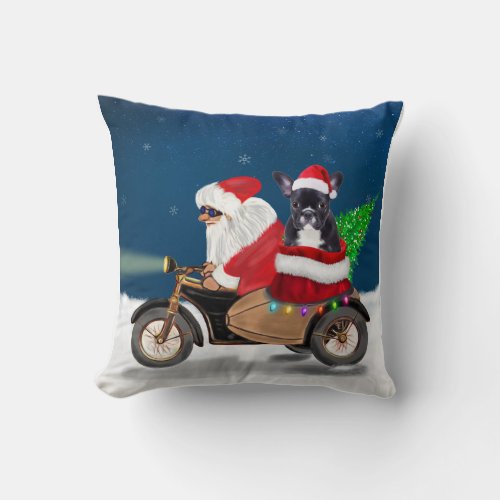 French Bulldog Christmas Santa Claus Throw Pillow