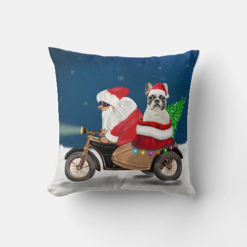 French Bulldog Christmas Santa Claus  Throw Pillow