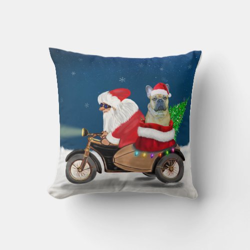 French Bulldog Christmas Santa Claus  Throw Pillow