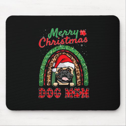 French Bulldog Christmas Santa Hat Dog Mom Boho Ra Mouse Pad