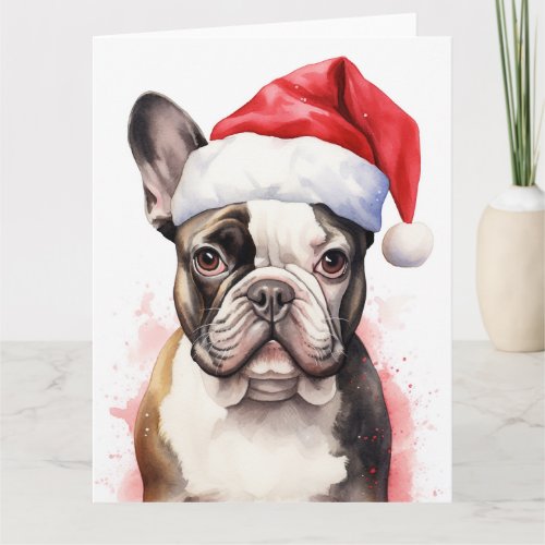 French BullDog Christmas Santa Paws Festive Card