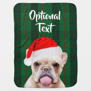 French Bulldog Christmas Santa Plaid Festive Baby Blanket