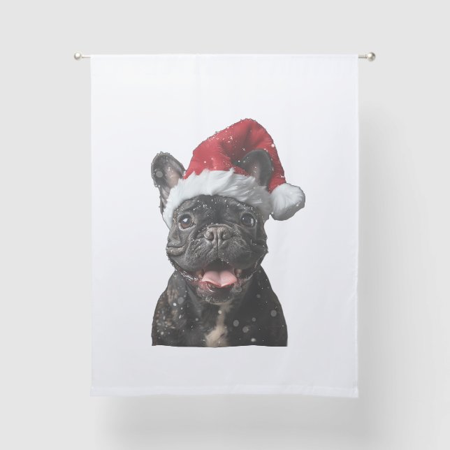 French Bulldog Christmas  Sheer Curtains (Front)