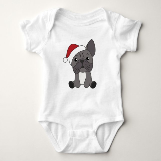 French Bulldog Christmas Snow Winter Animals Baby Bodysuit (Front)