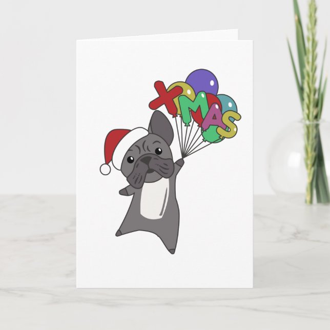 French Bulldog Christmas Snow Winter Animals Card (Front)