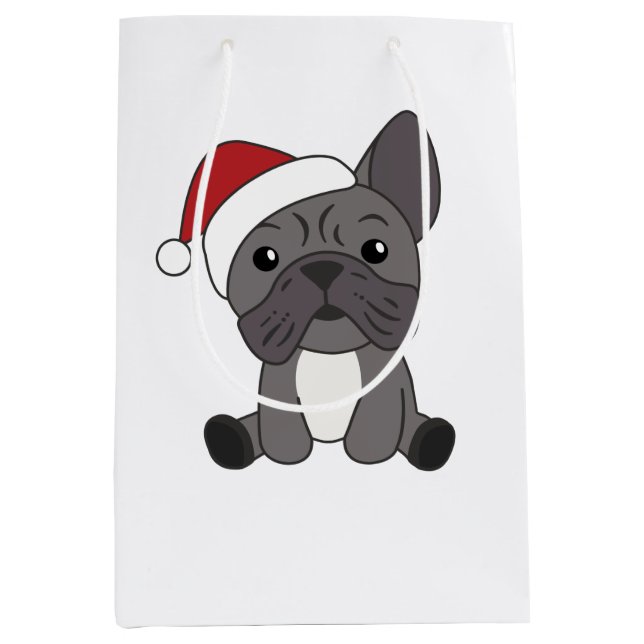 French Bulldog Christmas Snow Winter Animals Medium Gift Bag (Front)