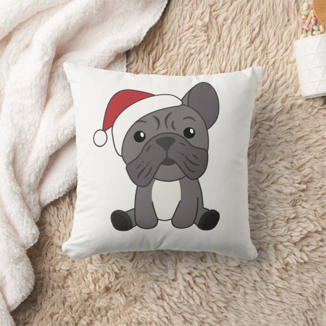 French Bulldog Christmas Snow Winter Animals Throw Pillow (Blanket)