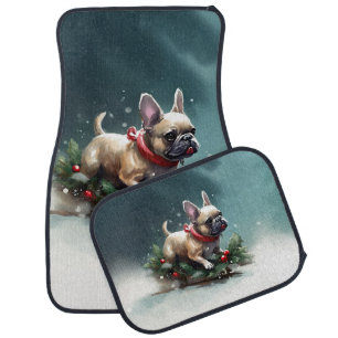 French Bulldog Christmas snow winter  Car Floor Mat