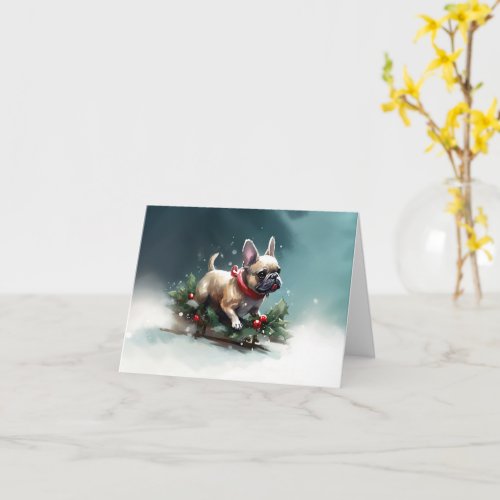 French Bulldog Christmas snow winter  Card