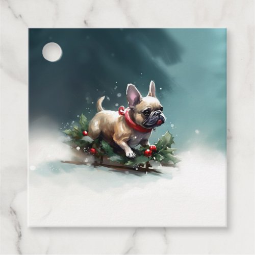 French Bulldog Christmas snow winter  Favor Tags