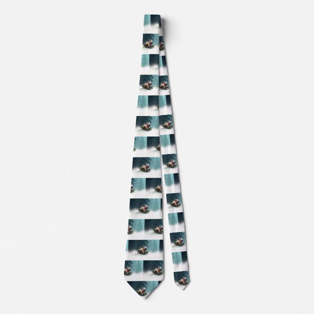 French Bulldog Christmas snow winter  Neck Tie (Front)