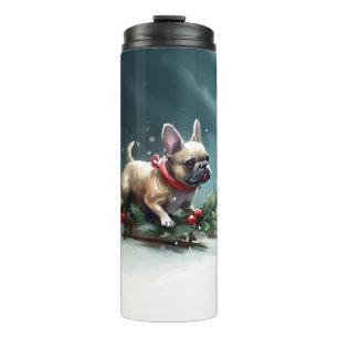 French Bulldog Christmas snow winter Thermal Tumbler