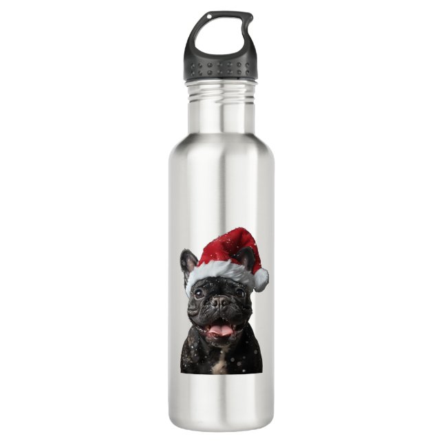 French Bulldog Christmas  Stainless Steel Water Bottle (Front)