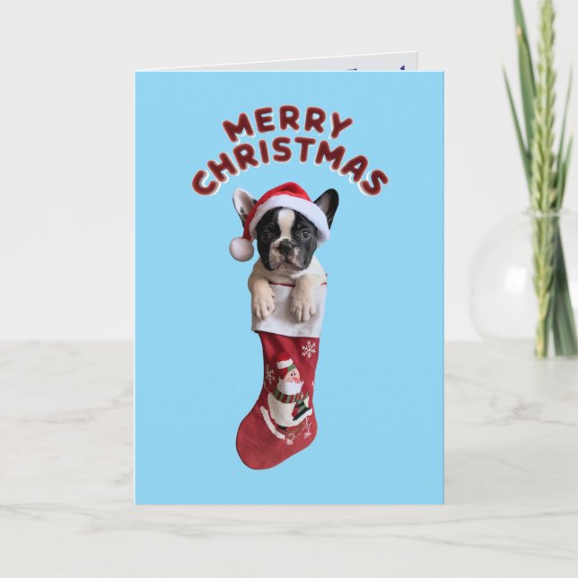 French Bulldog Christmas Stocking Card (Front)