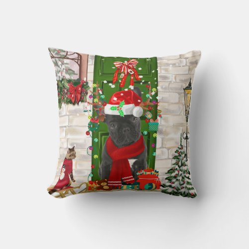 French Bulldog Christmas Throw Pillow