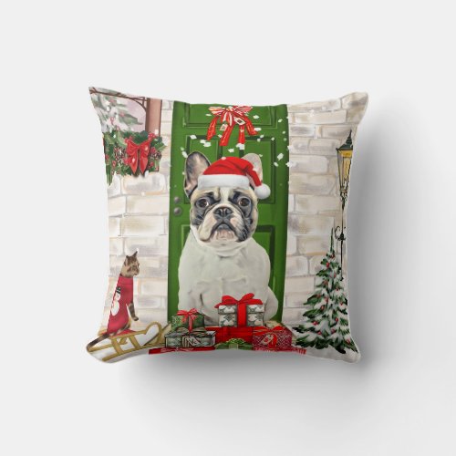 French Bulldog Christmas Throw Pillow