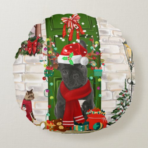 French Bulldog Christmas Throw Pillow