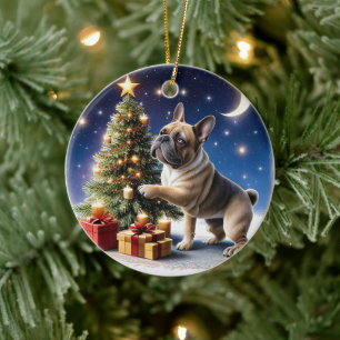 French Bulldog Christmas Tree Bulldog Ceramic Ornament