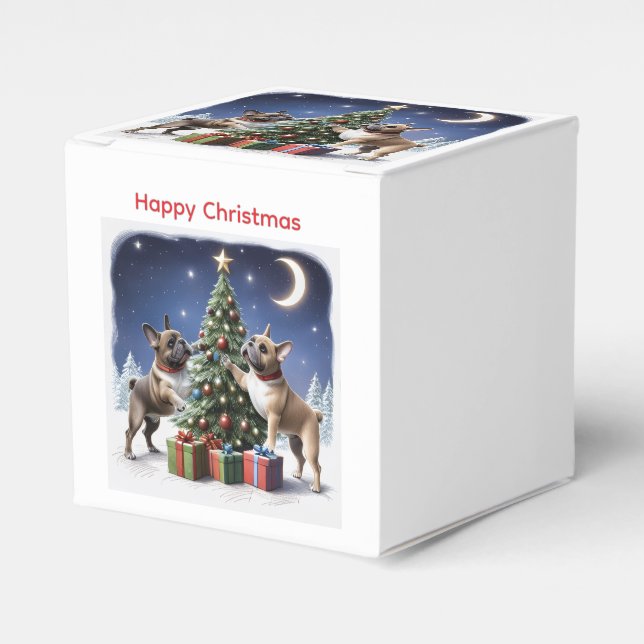 French Bulldog Christmas Tree Bulldog Favor Boxes (Front Side)