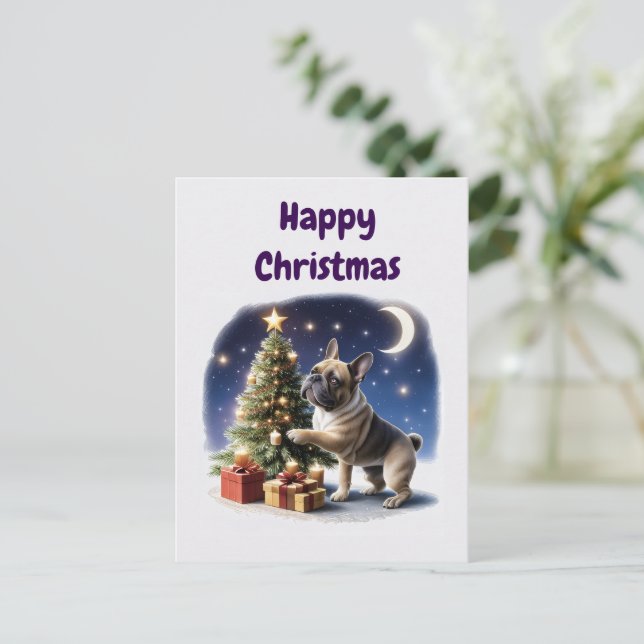 French Bulldog Christmas Tree Bulldog Postcard (Standing Front)