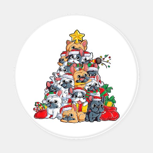 French Bulldog Christmas Tree Dog Santa Xmas Coaster Set