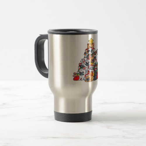 French Bulldog Christmas Tree Dog Santa Xmas Travel Mug