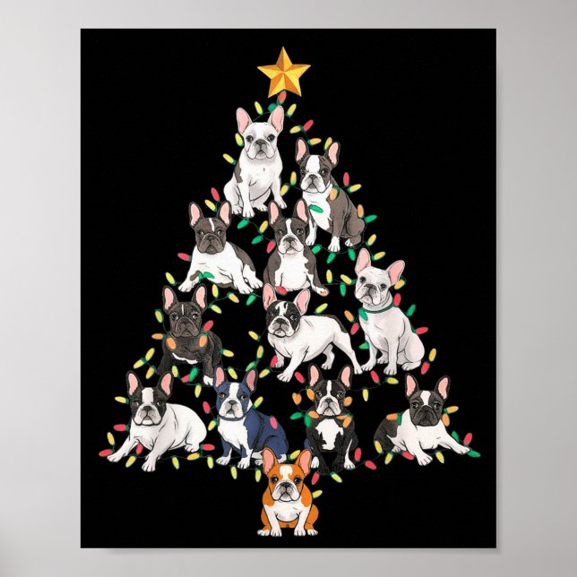 French Bulldog Christmas Tree Frenchie Dog Xmas Pa Poster (Front)