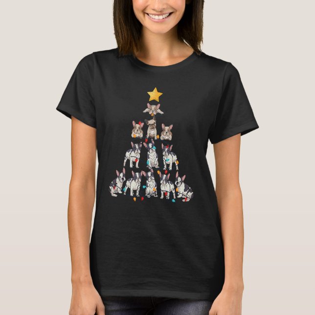 French Bulldog Christmas Tree Frenchie Dog Xmas PJ T-Shirt (Front)