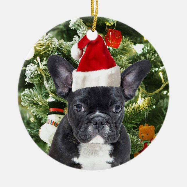 French Bulldog Christmas Tree Ornaments Snowman (Front)