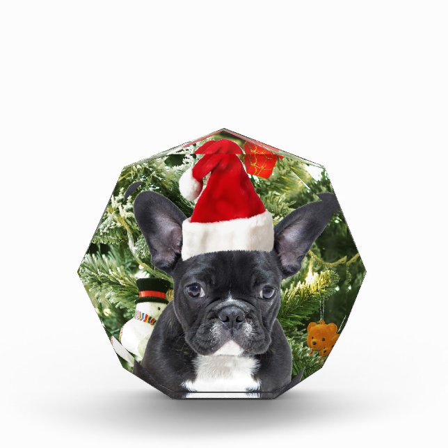 French Bulldog Christmas Tree Ornaments Snowman Acrylic Award (Front)