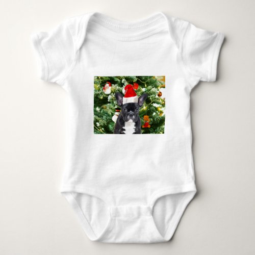 French Bulldog Christmas Tree Ornaments Snowman Baby Bodysuit