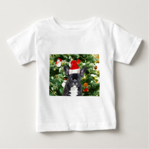 French Bulldog Christmas Tree Ornaments Snowman Baby T-Shirt