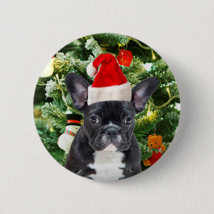French Bulldog Christmas Tree Ornaments Snowman Button