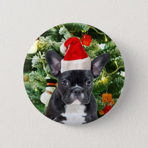 French Bulldog Christmas Tree Ornaments Snowman Button