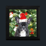 French Bulldog Christmas Tree Ornaments Snowman Jewelry Box<br><div class="desc">Cute French Bulldog with Christmas Tree Ornaments Snow Man in background.</div>