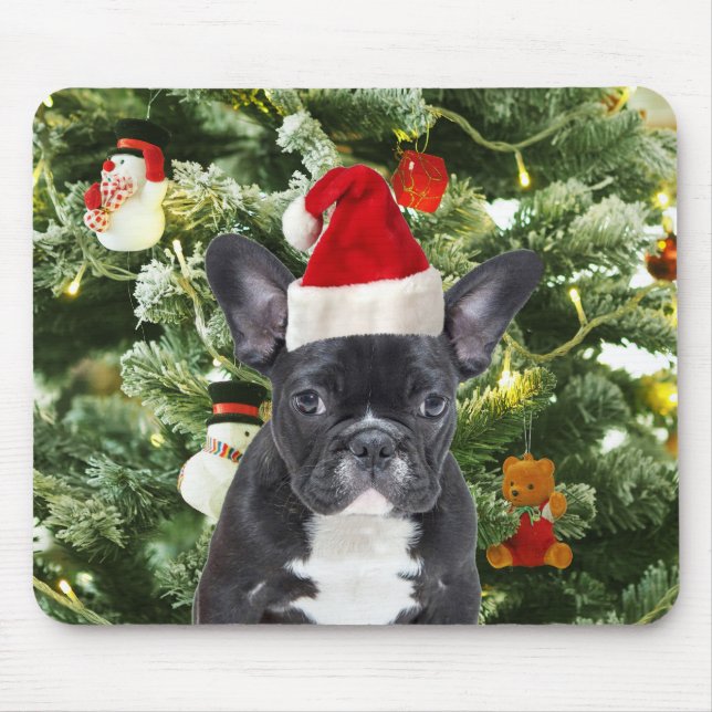 French Bulldog Christmas Tree Ornaments Snowman Mouse Pad (Front)