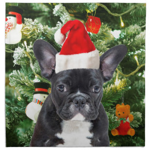 French Bulldog Christmas Tree Ornaments Snowman Napkin