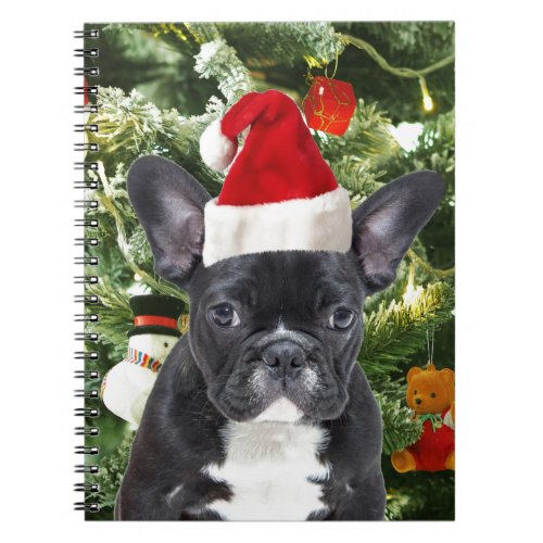 French Bulldog Christmas Tree Ornaments Snowman Notebook