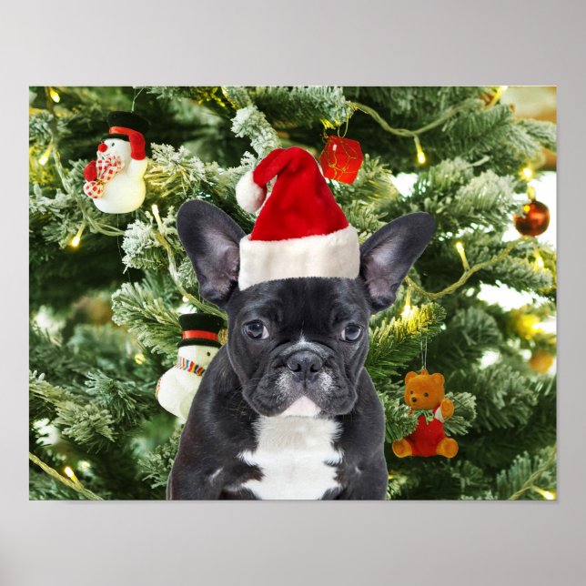 French Bulldog Christmas Tree Ornaments Snowman Poster (Front)