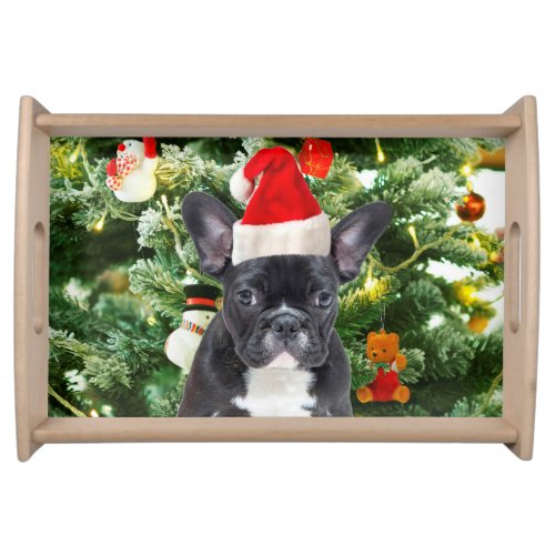 French Bulldog Christmas Tree Ornaments Snowman Serving Tray