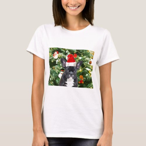 French Bulldog Christmas Tree Ornaments Snowman T_Shirt