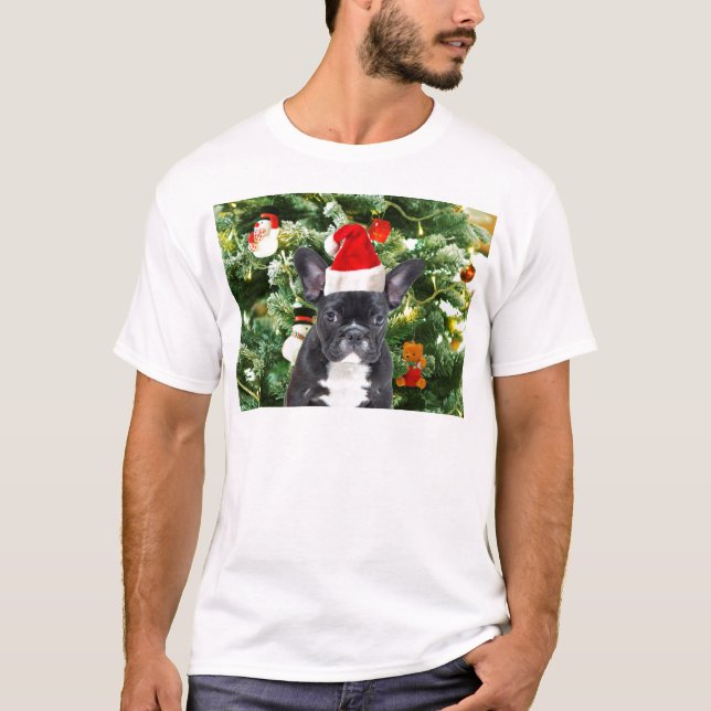 French Bulldog Christmas Tree Ornaments Snowman T-Shirt (Front)