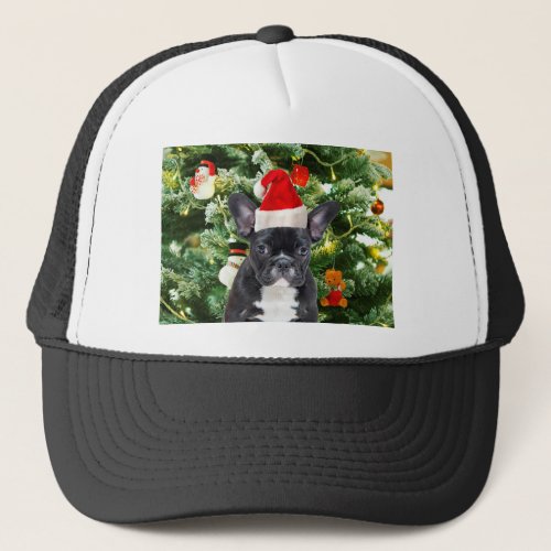 French Bulldog Christmas Tree Ornaments Snowman Trucker Hat