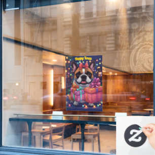 French Bulldog Christmas Window Cling