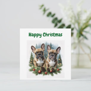 French Bulldog Christmas Wreath Bulldog Holiday Card