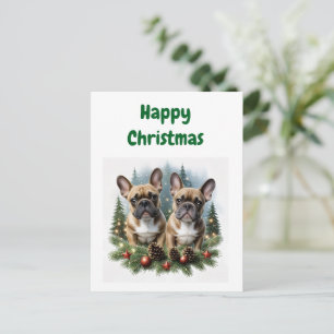 French Bulldog Christmas Wreath Bulldog Holiday Postcard