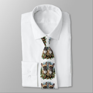 French Bulldog Christmas Wreath Bulldog Neck Tie