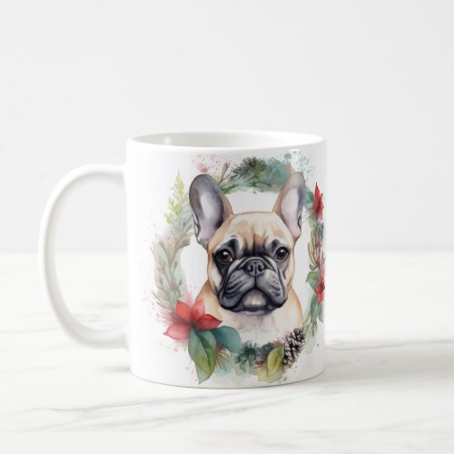 French Bulldog Christmas Wreath Festive Pup Coffee Mug