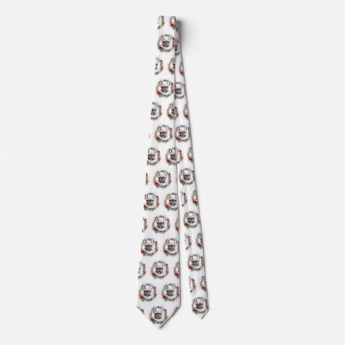 French Bulldog Christmas Wreath Festive Pup Neck Tie