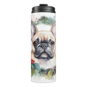 French Bulldog Christmas Wreath Festive Pup Thermal Tumbler